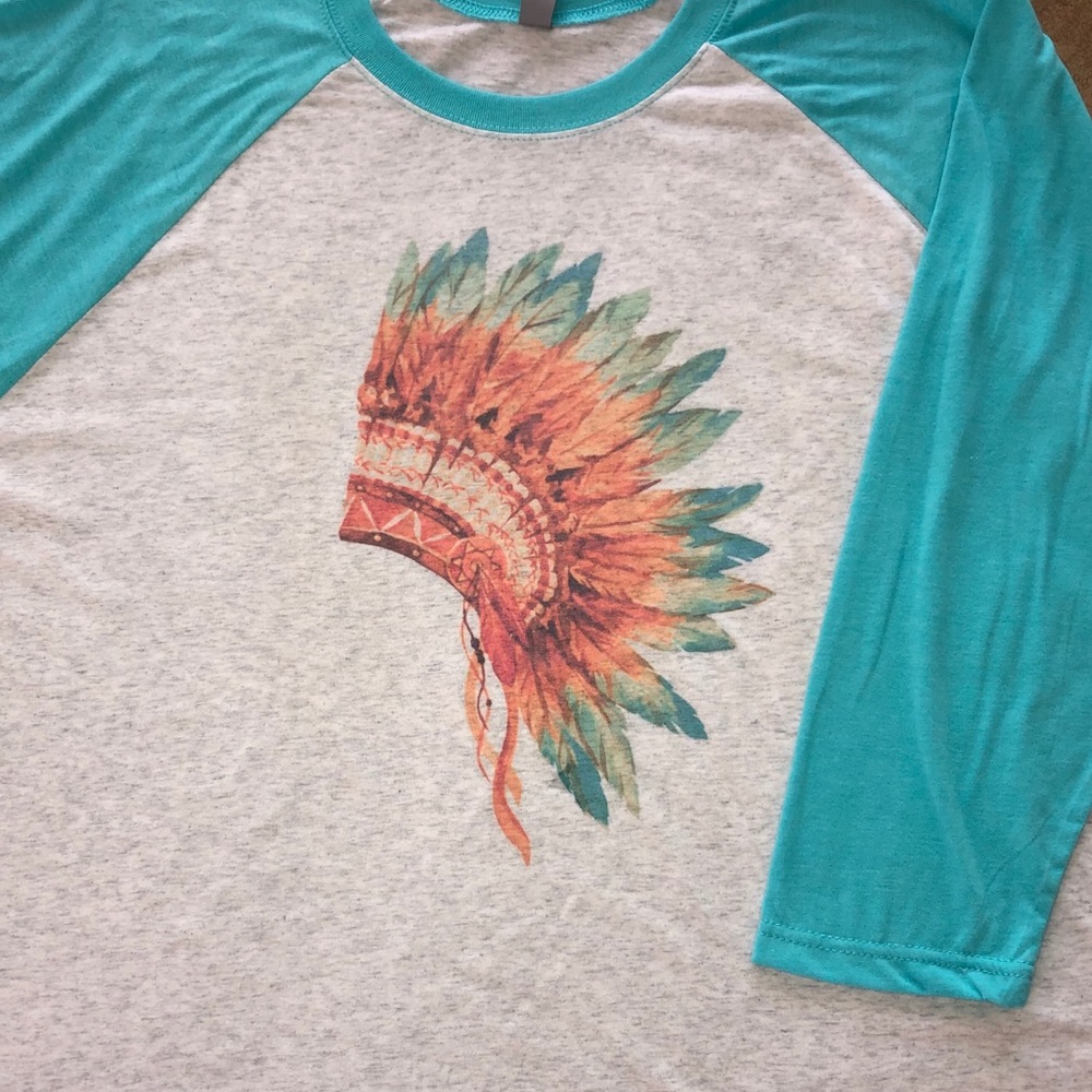 NEW! Boho headdress baseball t